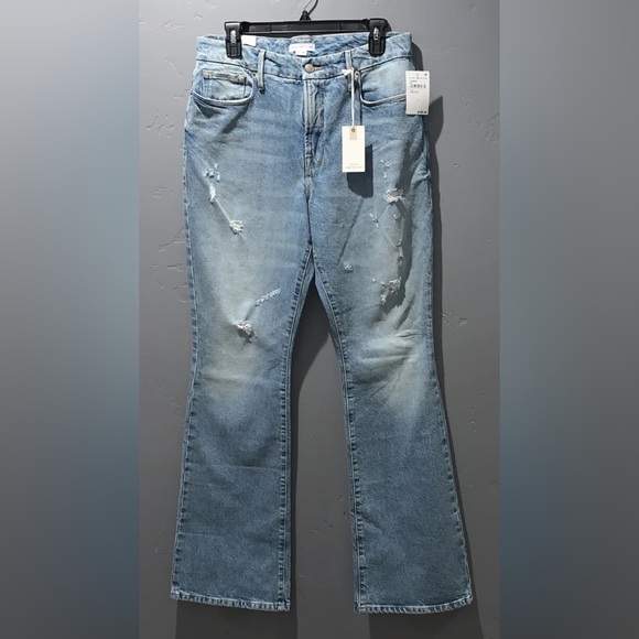 Good American Women’s Classic Bootcut Jeans High Rise Denim Indigo Med Wash Sz 8 - Picture 4 of 8